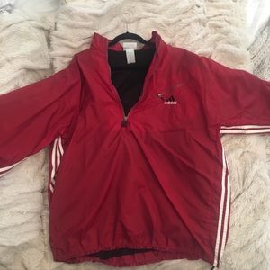 Vintage Adidas red quarter-zip windbreaker
